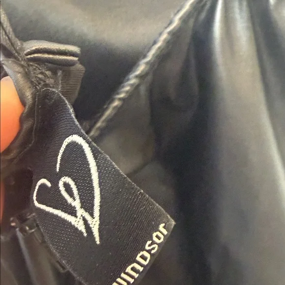 Sexy Black Mini Dress, Sleek & Sultry Faux Leather Mini Dress - Picture 4 of 5